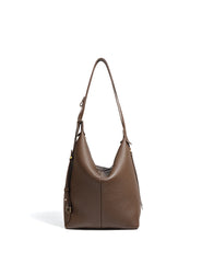textured leather shoulder bag with adjustable strap - NORDA