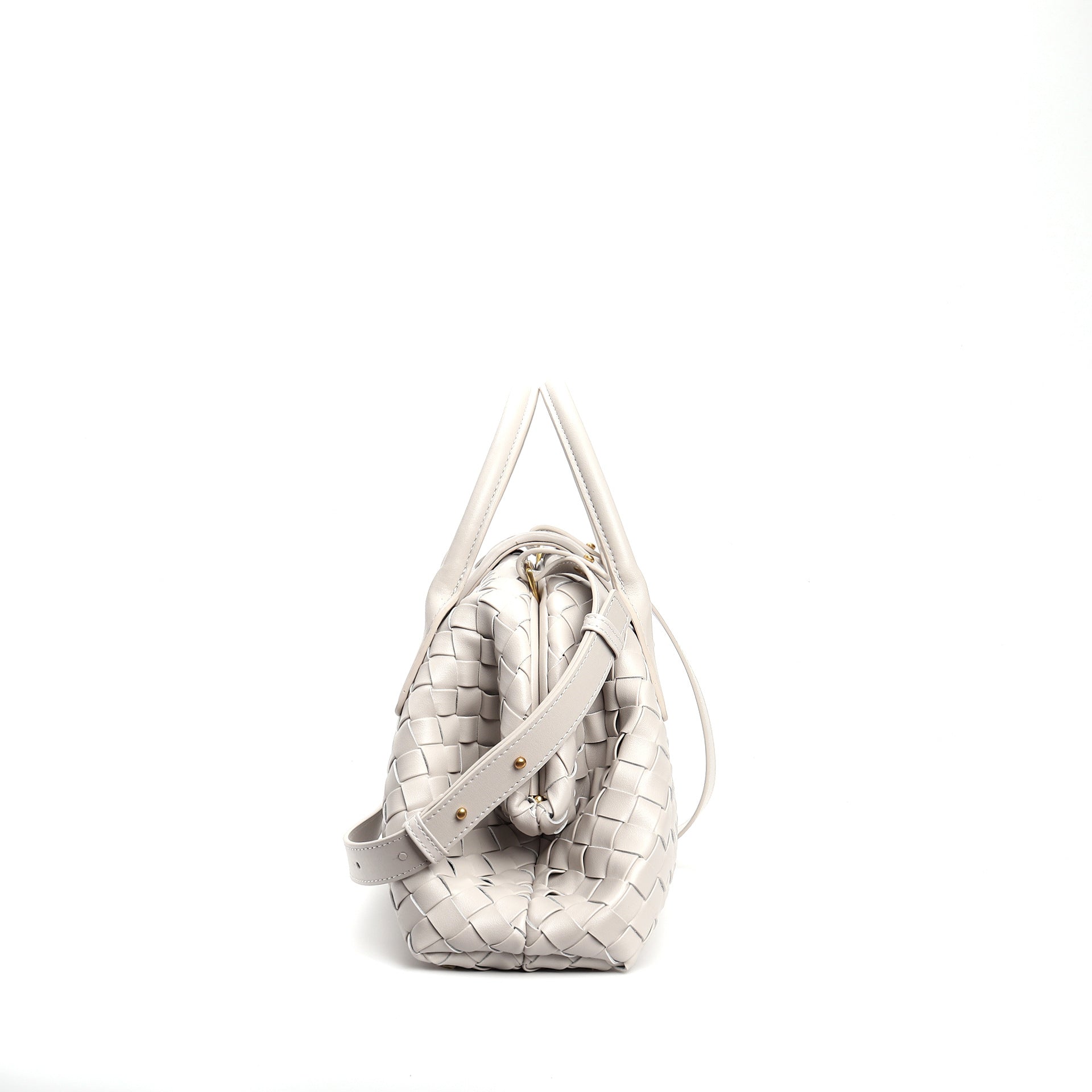 woven leather bag with magnetic flap - REINZA