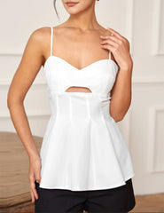 Strappy peplum blouse with sweetheart cutout - Verwu