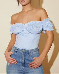 Off-shoulder top with ruffled sleeves - Canti