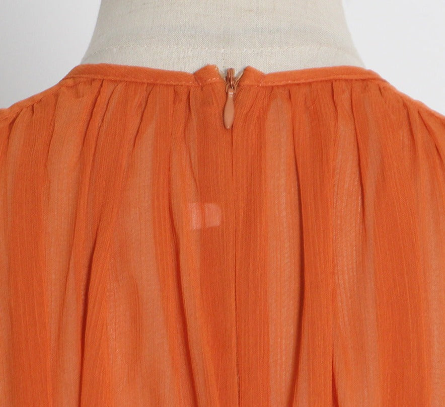 sheer ruffle-trim gown with draped bodice – Aanakec
