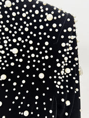 Long sleeve velvet gown with pearl cascade - Sinmu