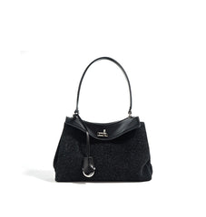 textured wool satchel with leather flap – AUBURN
