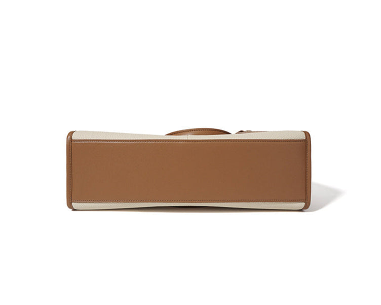 structured tote bag with contrast handles and tag charm - ELENRA