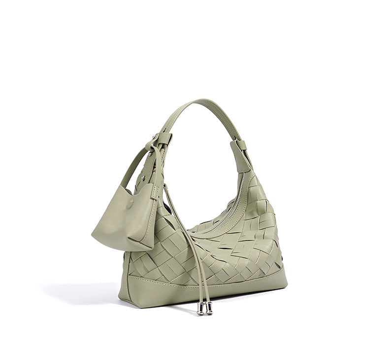 woven crescent shoulder bag with top handle – CELENE