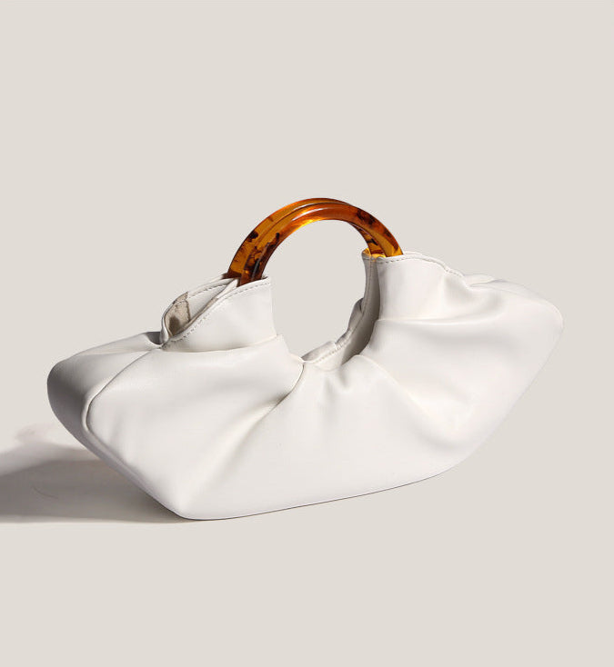 ruched clutch with tortoiseshell ring handle – VERA