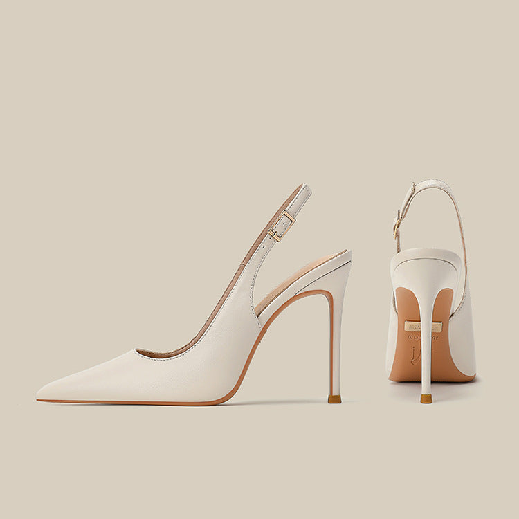 Pointed-Toe Leather Slingback Pumps – CAMILLE