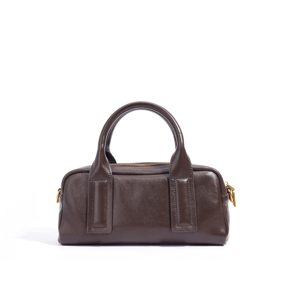 Structured top-handle handbag with bold strap detailing - LUNCA