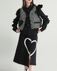 Short jacquard jacket with heart patch - Nurni