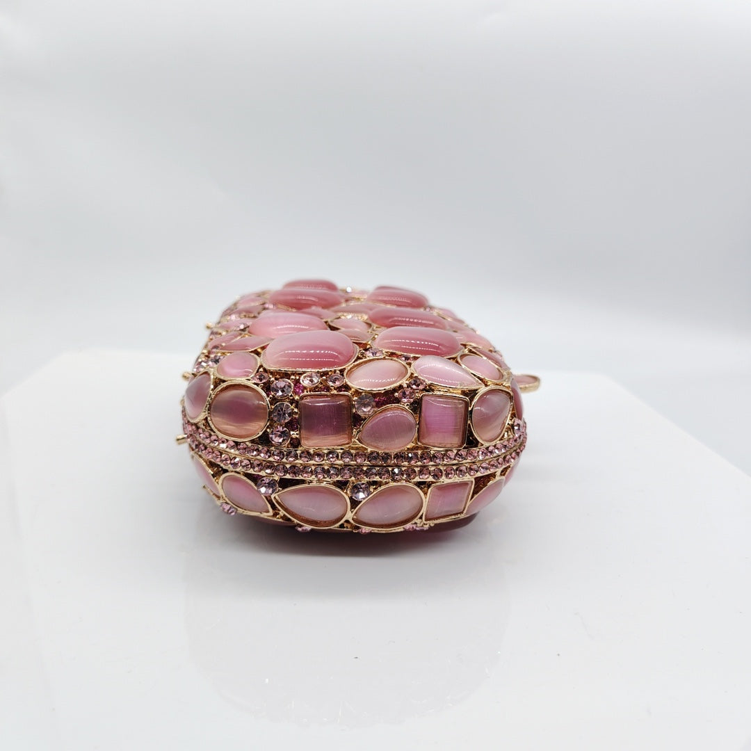 Pink crystal embellished clutch with geometric stones - Artilu