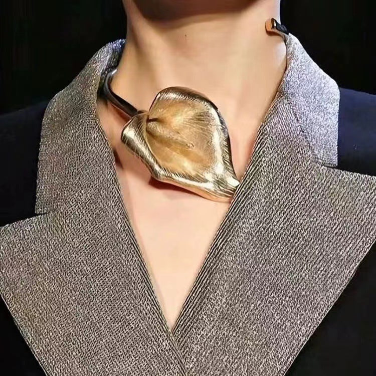 Open cuff bracelet with sculptural petal detail - Vonda