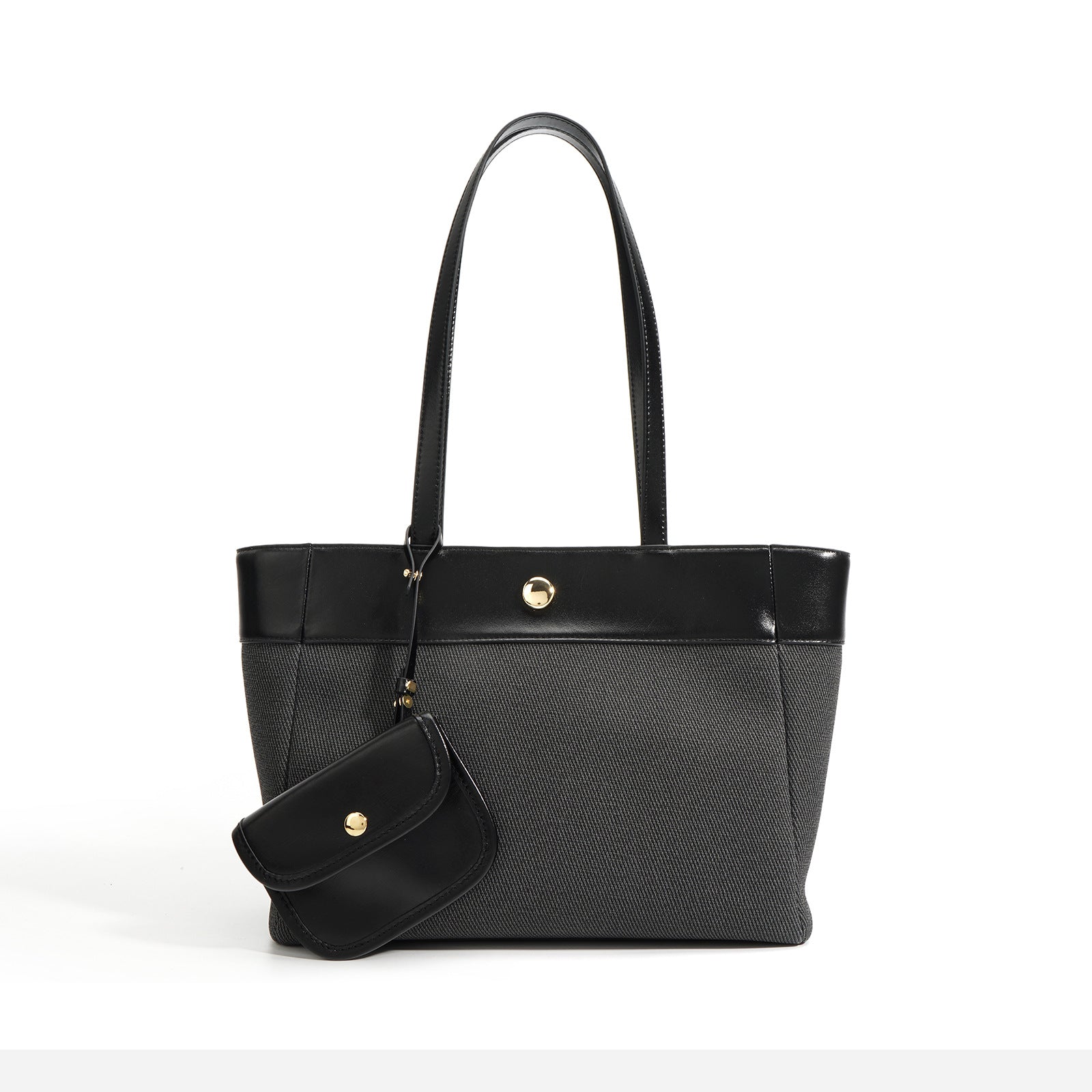 two-tone canvas tote with mini pouch - OLIKIA
