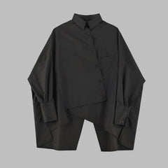 asymmetrical oversized shirt with draped hem - Taura