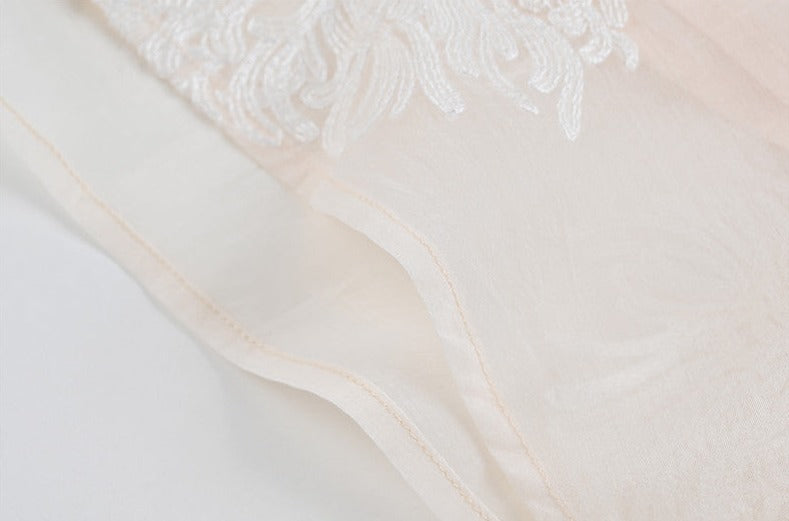embroidered organza midi dress with puff sleeves – Elsabeth