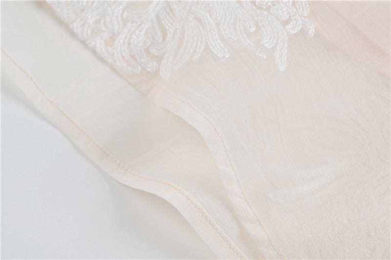 embroidered organza midi dress with puff sleeves – Feeiklig