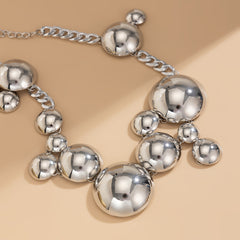 Chunky bubble chain necklace with metallic sphere clusters - Ohgasi