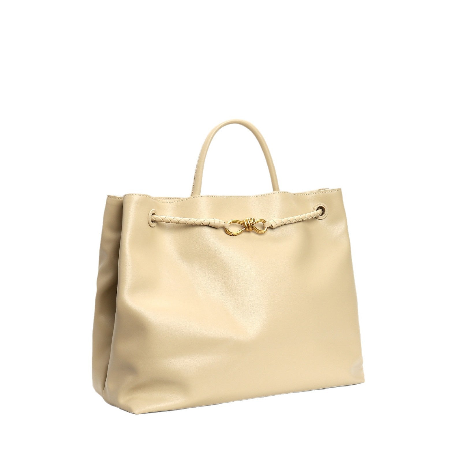 tote bag with braided rope handle and gold knot detail – NASRU