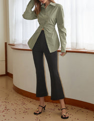Long-sleeve button shirt with ruched waist - Surva