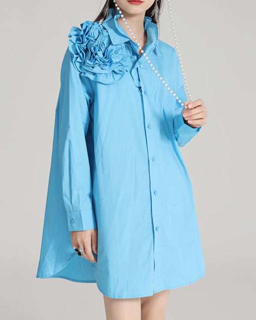 Puff sleeve shirt with floral embellishment - Enitu