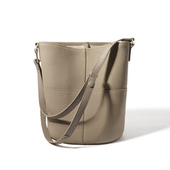 pebbled leather bucket bag with adjustable strap – NOQ