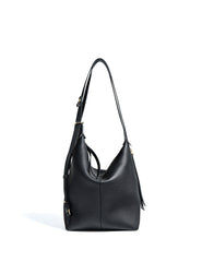 textured leather shoulder bag with adjustable strap - NORDA