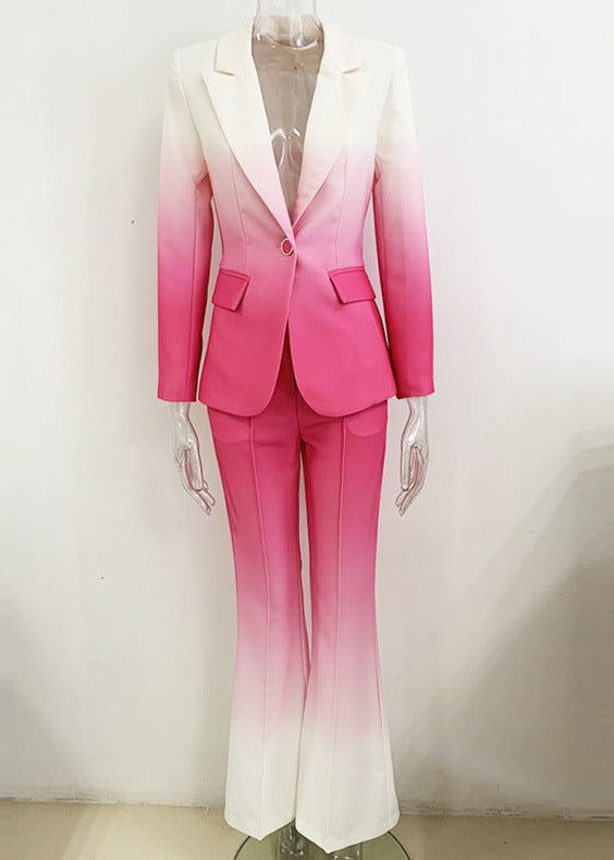 gradient tailored pantsuit with single-breasted blazer – Fannanah