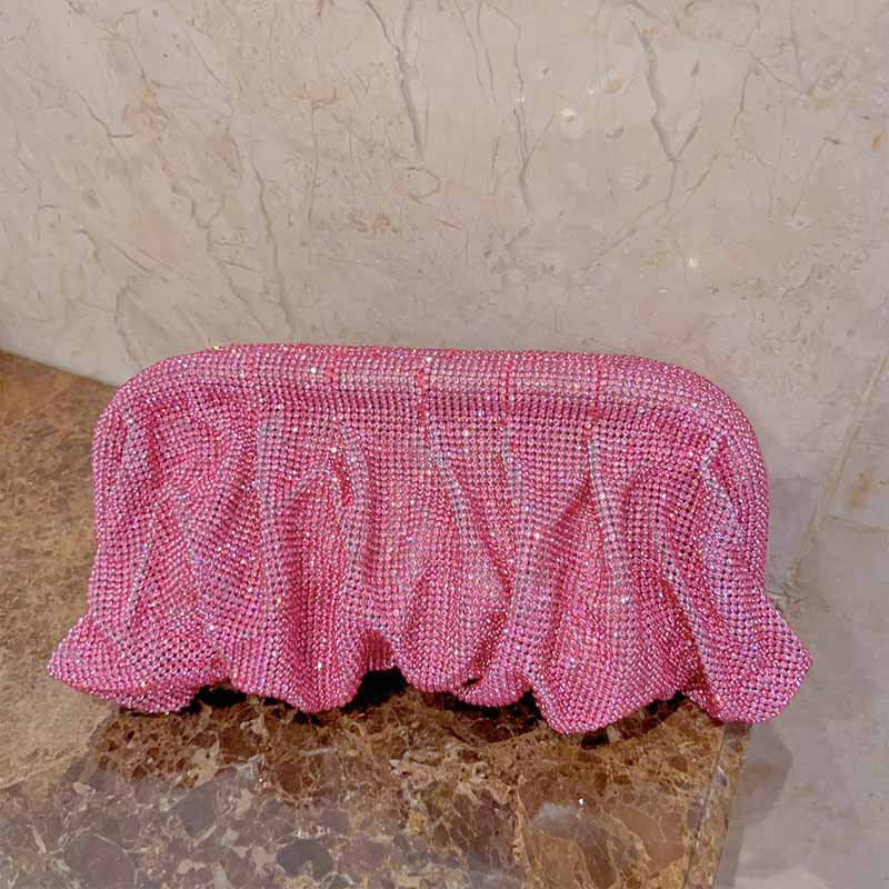 ruched mesh crystal clutch bag - Efuewa