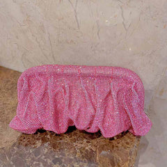 ruched mesh crystal clutch bag - Efuewa