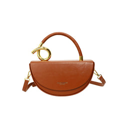 half-moon leather handbag with gold spiral handle – ORENA