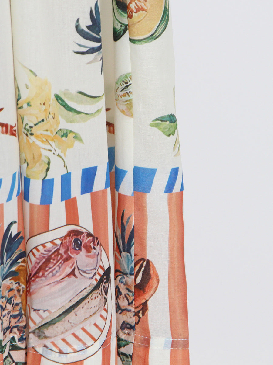printed shirt dress with striped hem – Babsedh