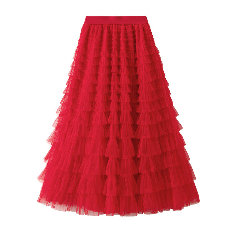 Multi-layered midi skirt with elastic waistband - Sidvu