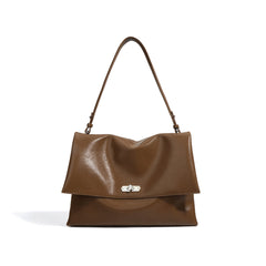 structured flap shoulder bag with twist-lock closure - NODRA
