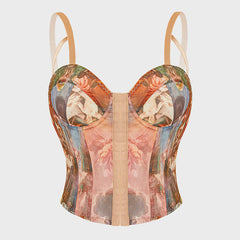 printed mesh corset top with renaissance artwork – ADELIA