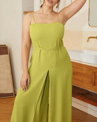 sleeveless wide-leg jumpsuit with front slit –  Aqwuri