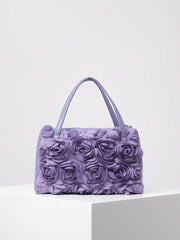 3D rose textured handbag with twin top handles – Rundru