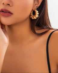 dome beaded hoop earrings in polished silver – LUNARA