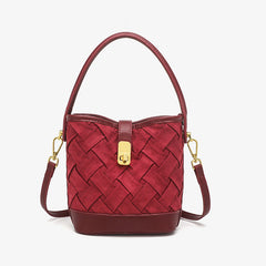 woven bucket bag with gold clasp – RUBINA