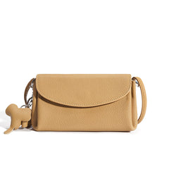 textured flap crossbody bag with elephant charm - NOMA