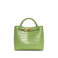 Structured croc-embossed top handle bag with knotted detail – AUROXA