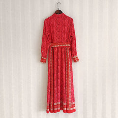 printed belted shirt dress with long sleeves – Adrertu