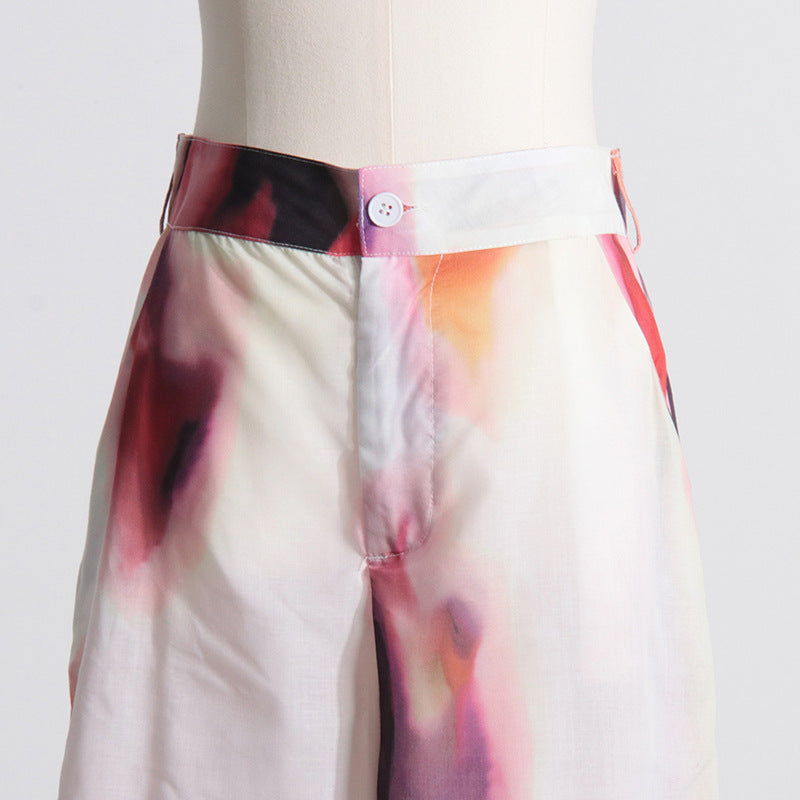 printed satin belted pantsuit - Bindy
