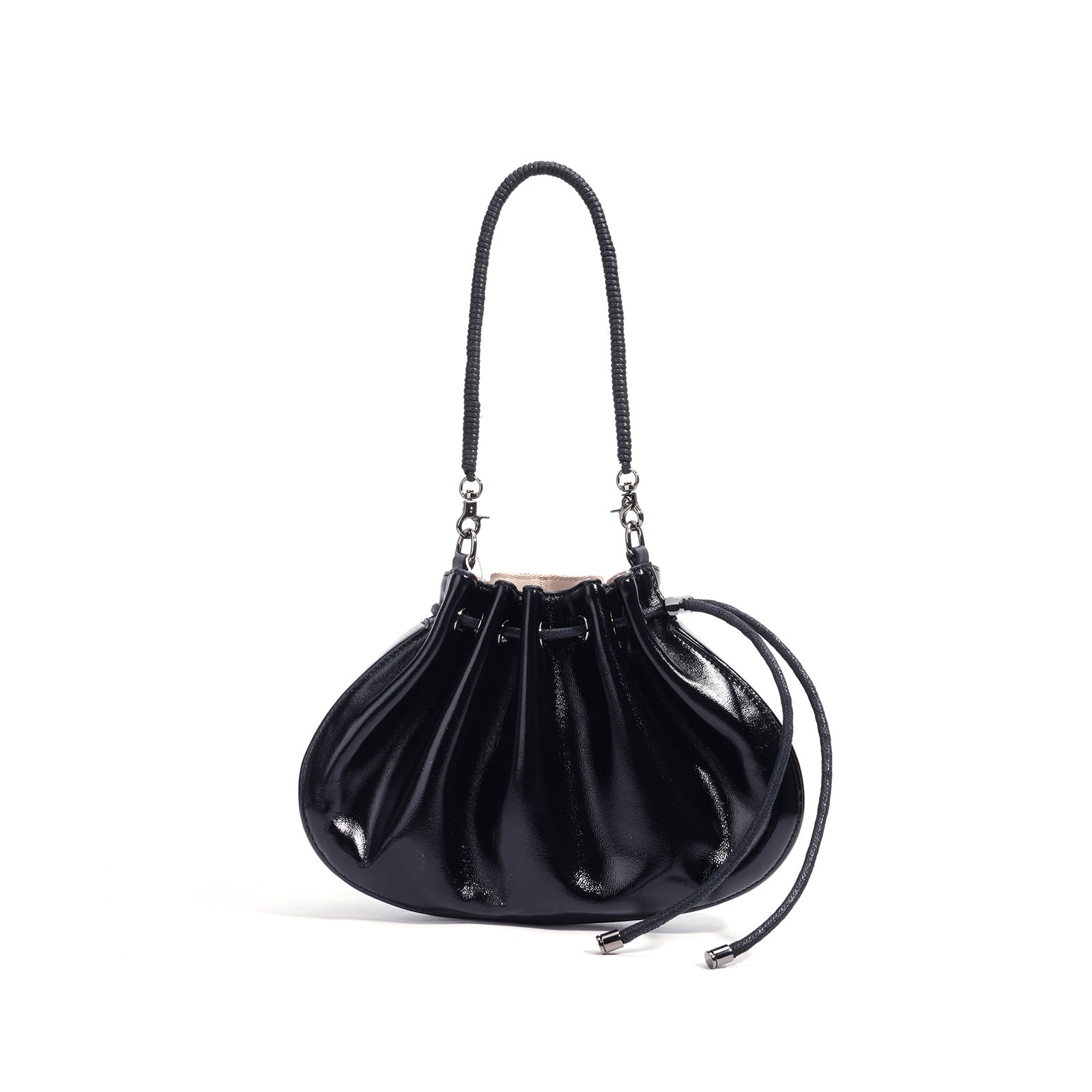 ruched drawstring mini bag with cord handle – ARAD
