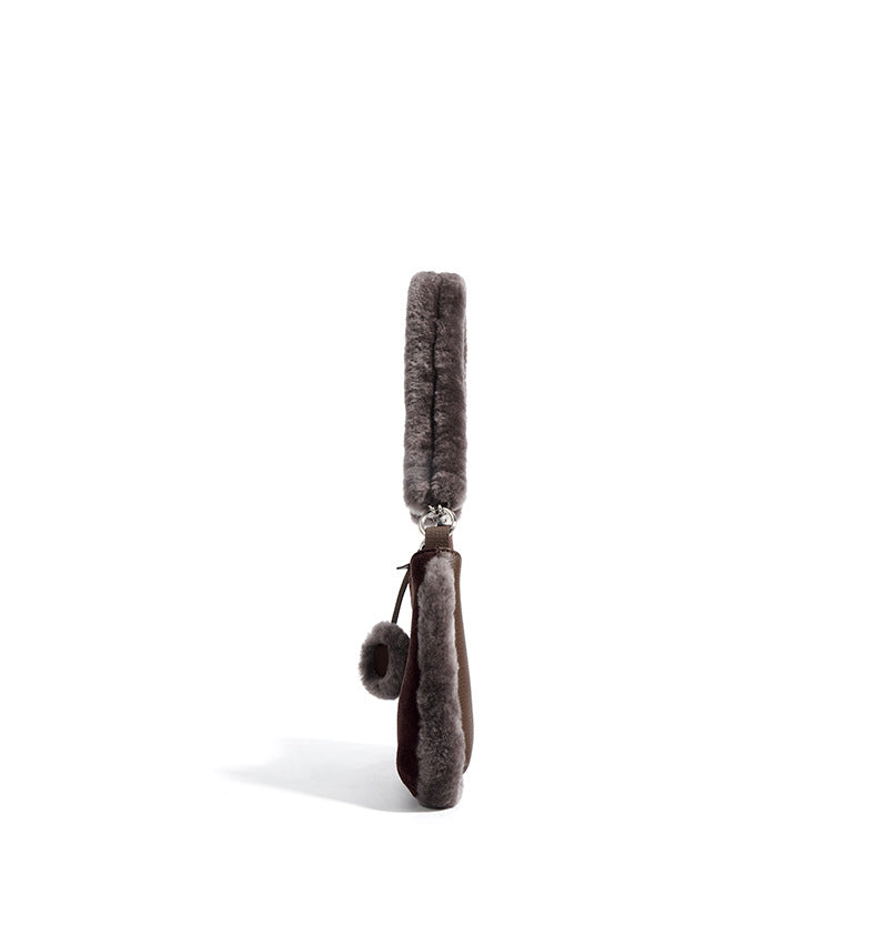 plush faux-fur shoulder bag with charm – COCOA