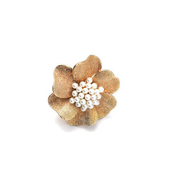 Textured flower earring with pearl cluster center - Bokufi
