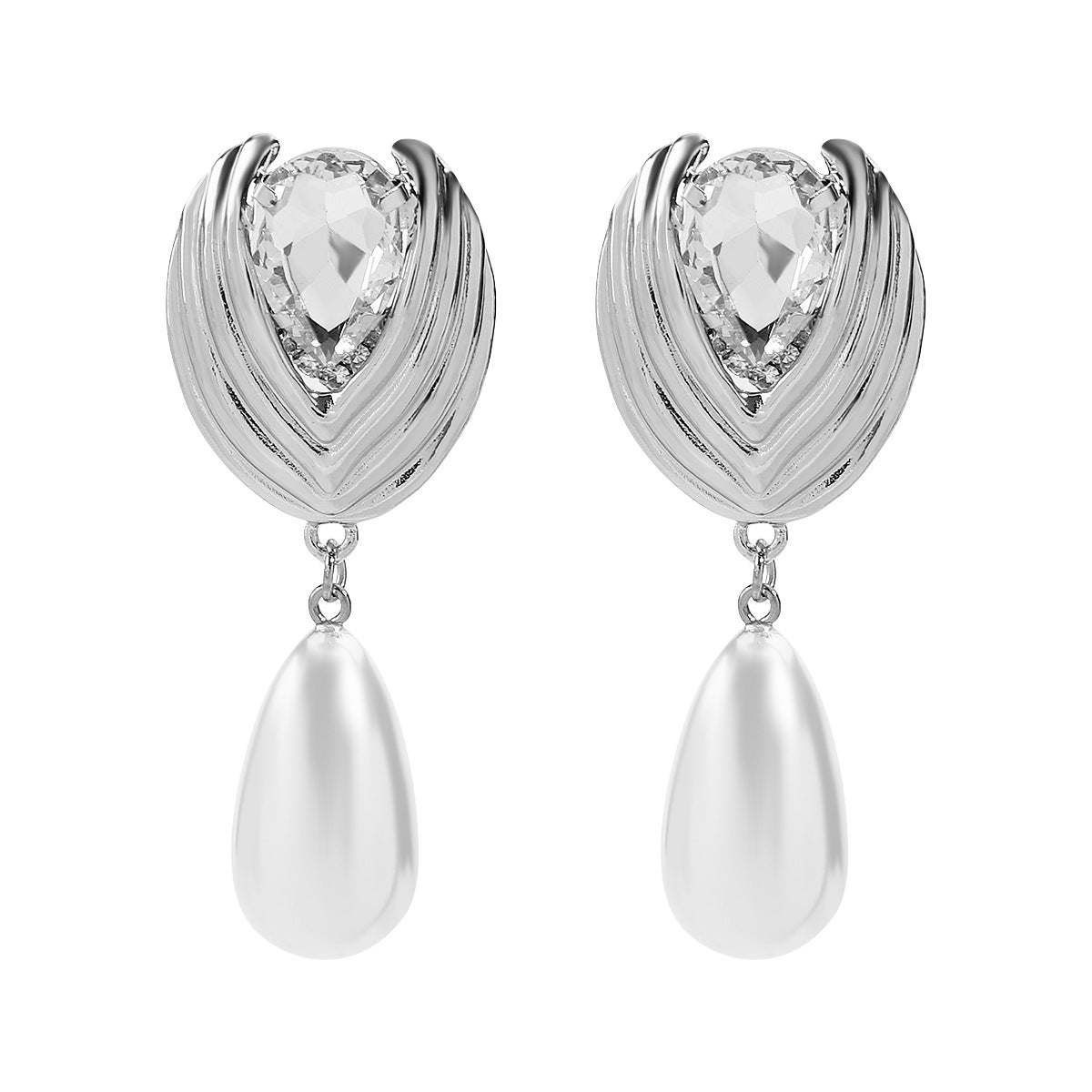 teardrop pearl earrings with crystal stud – RAYAL