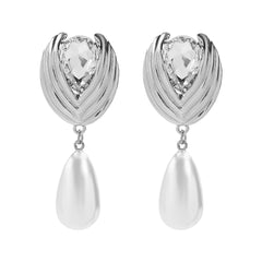 teardrop pearl earrings with crystal stud – RAYAL