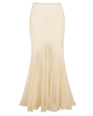 Ribbed knit mermaid skirt with pleated sheer hem - Zinma