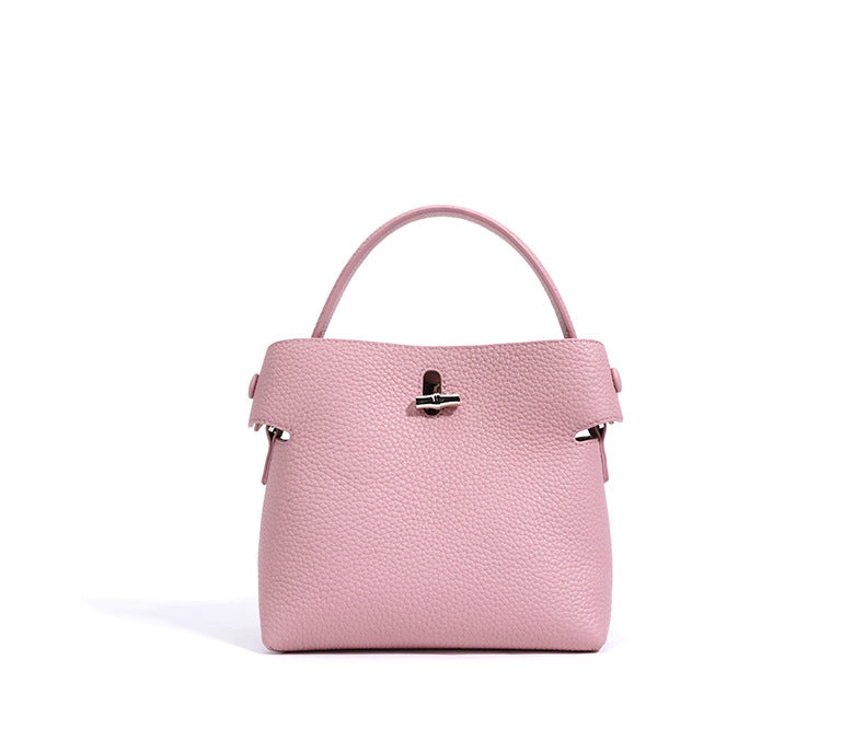 top-handle bucket bag with turn-lock clasp – AZURE