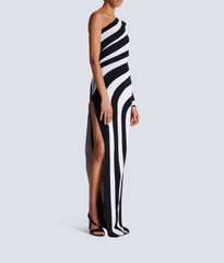 One-shoulder bodycon dress with bold swirl stripes - Zilker
