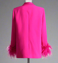 feather-cuff blazer with crystal lapels - Farwswe